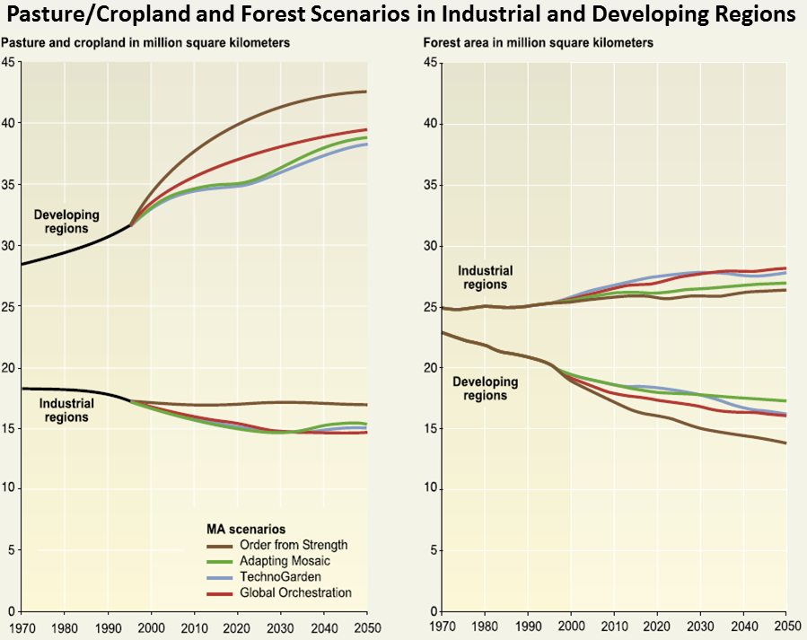 Pasture,Cropland and Forest Scenarios in Industrial and Developing Regions