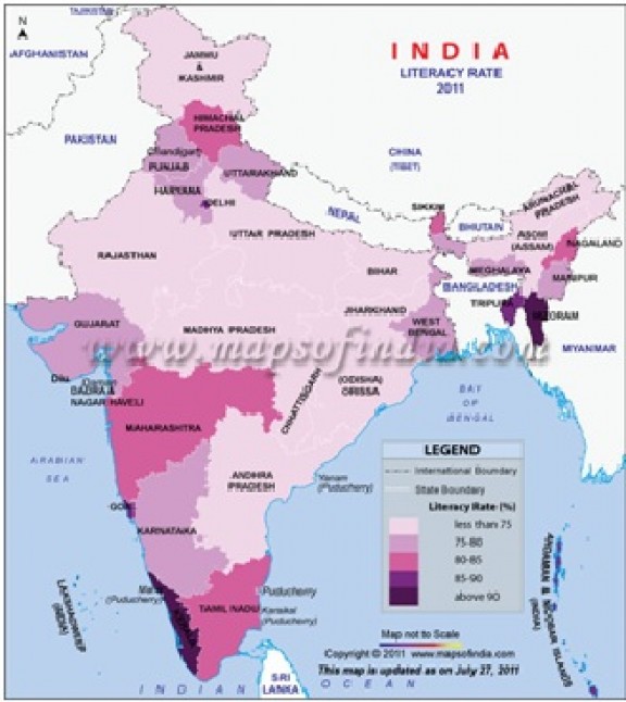 India Literacy Rate Map